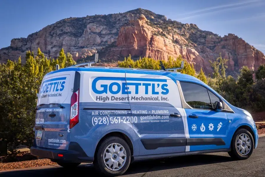 Goettl’s High Desert Mechanical van side logo and branding with scenic landscape – Prescott Valley AZ