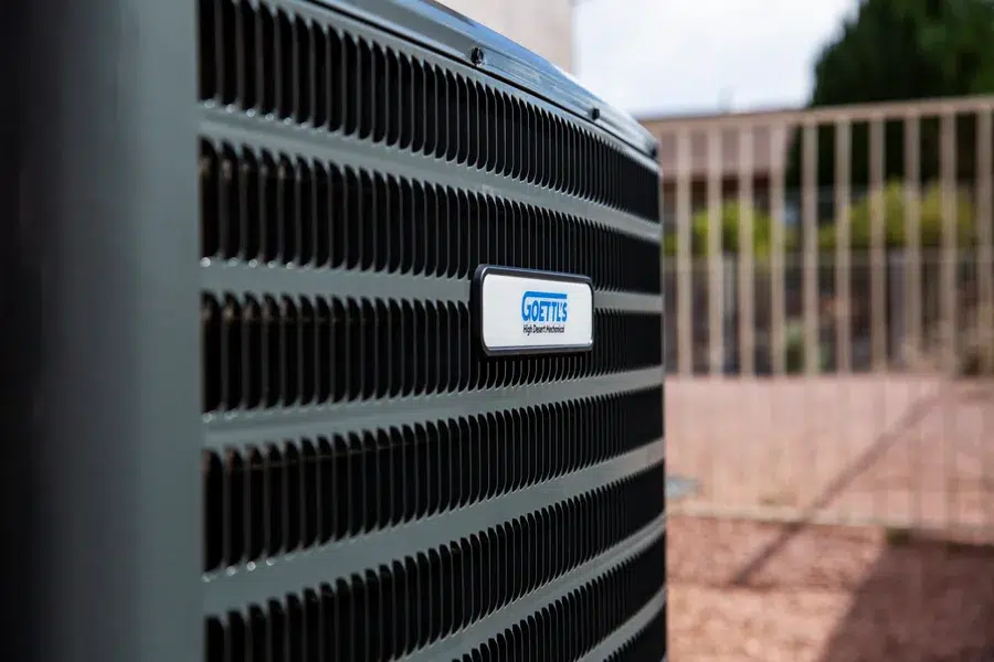 Close-up of Goettl outdoor air conditioning condenser unit – Prescott Valley AZ