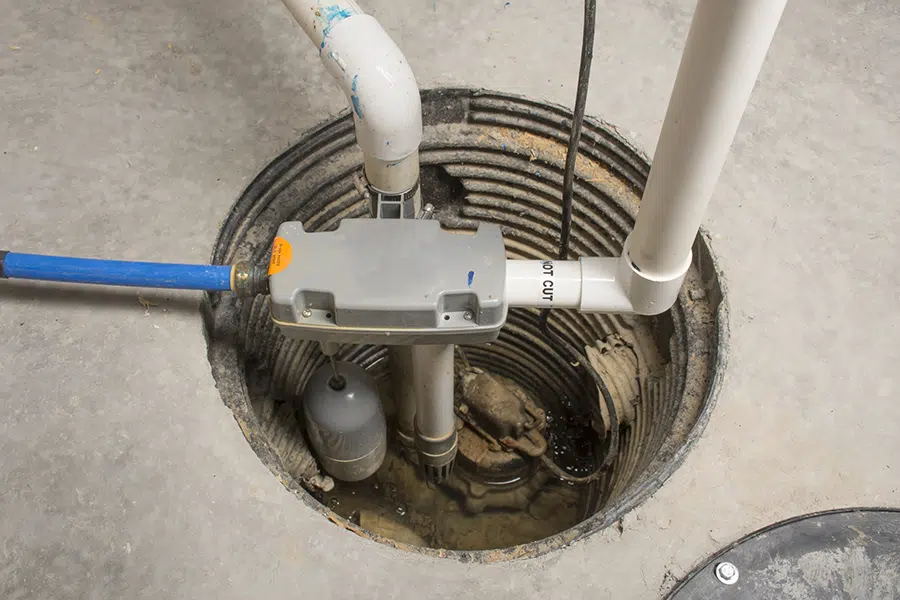sump pump installed in a basement of a home with a water powered backup system – Prescott Valley AZ