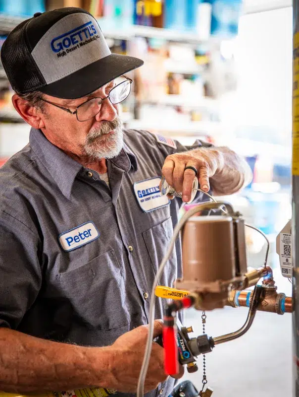 Goettl’s High Desert Mechanical plumber fixing water heater – Prescott Valley AZ